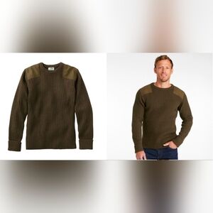 LL Bean Men's Commando Sweater, Crewneck, Size Large, Deep Woods Heather Green